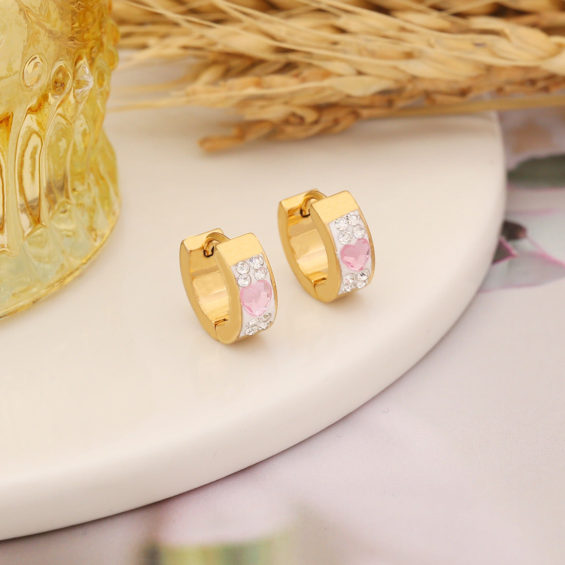 Aretes De Acero Inoxidable Corazón De Arcilla al por mayor